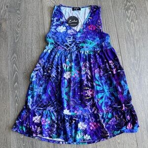 Exotica ExoticAthletica Tropical Floral Babydoll Mini Dress